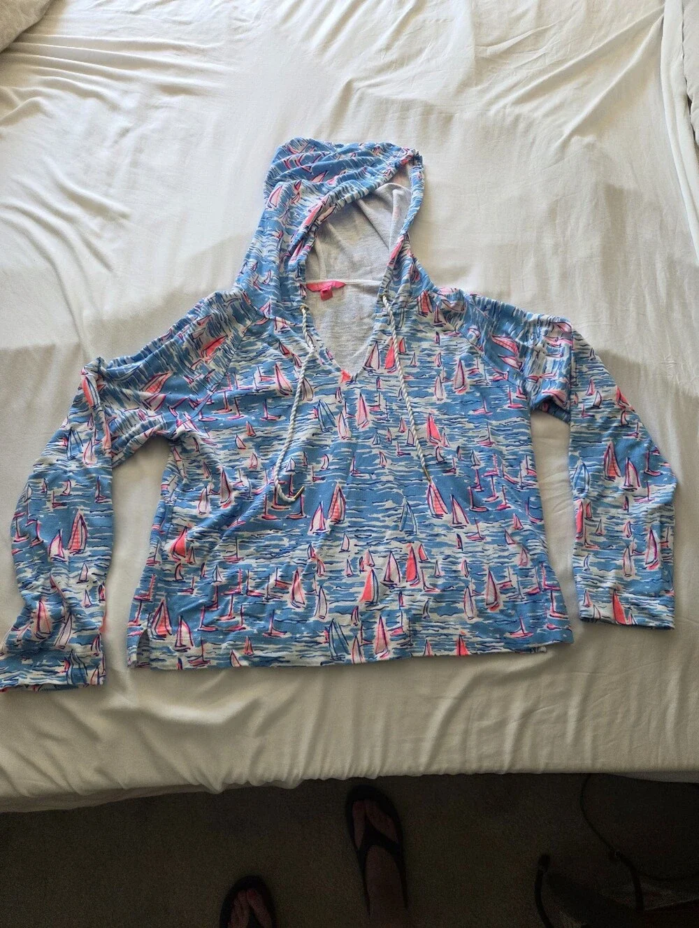 Lilly Pulitzer Blue & Pink Patterned Swim Hoodie - Picture 2 of 5